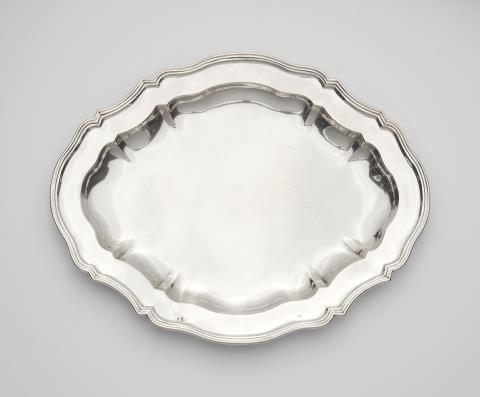 Johann Gottlieb Schmidt - A large Breslau Baroque silver platter