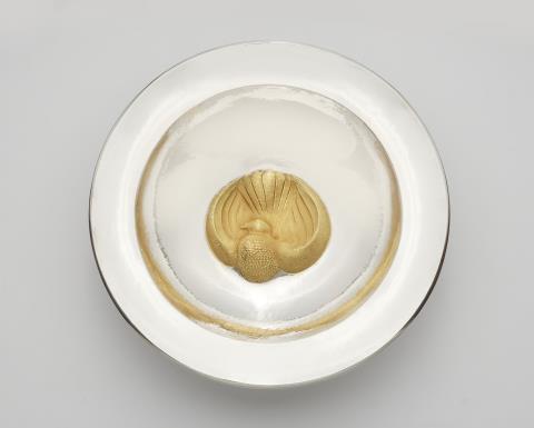 Wilhelm Nagel - A Cologne silver dish with a gilded dove