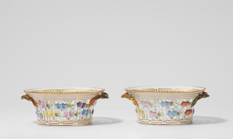  Royal Porcelain Manufacture Copenhagen - A pair of Royal Copenhagen Flora Danica baskets