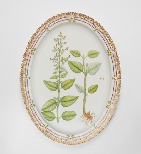  Königliche Porzellanmanufaktur Kopenhagen - Große ovale Flora Danica-Servierplatte