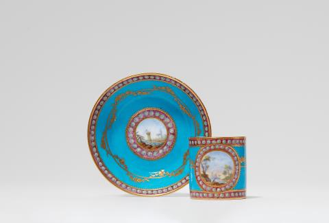 A Sèvres porcelain cup and saucer in the original case