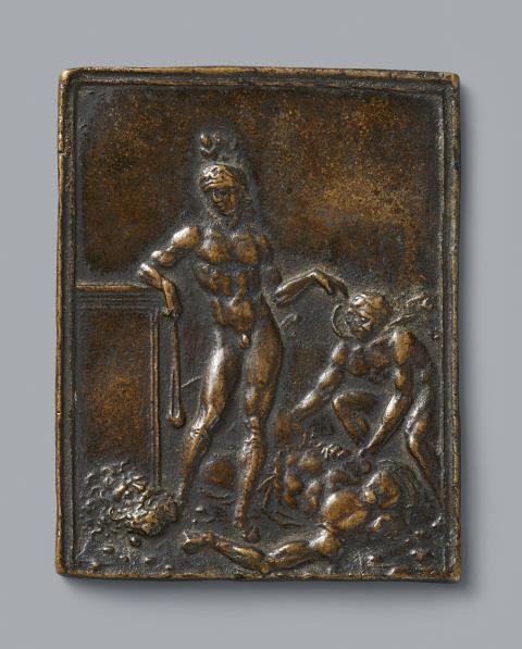  Northern Italy - A cast bronze relief of David and Goliath, Northern Italy, 1st quarter 16th century