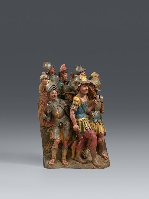 Bartholomäus Steinle - Carved limewood relief of soldiers and two High Priests, attributed to Bartholomäus Steinle