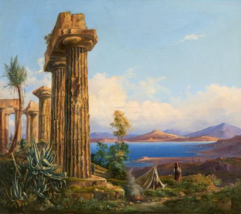 Ludwig Lange, attributed to - Temple of Poseidon at Cape Sounion