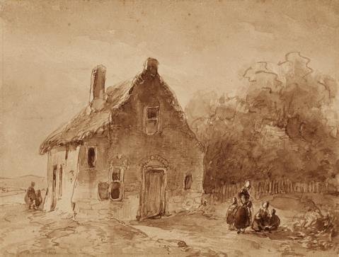 Andreas Schelfhout - Landscape with a House and Staffage