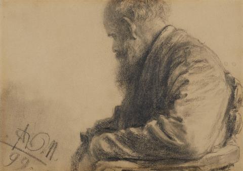 Adolph von Menzel - Portrait of an Old Man with Beard