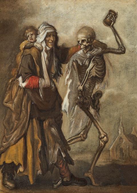 Adriaen Pietersz van de Venne - Bettlerin mit Kind und der Tod