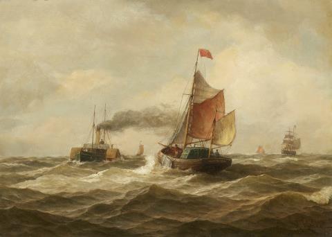Albert Halle - Dampf- und Segelschiffe auf bewegter See