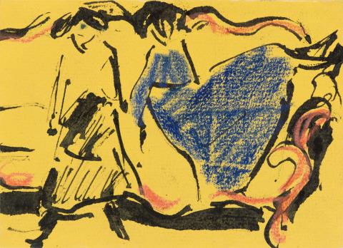 Ernst Ludwig Kirchner - Untitled (Zwei Mädchen auf dem Sofa)