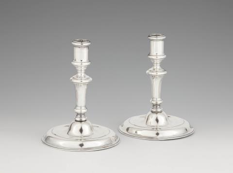 Carl David Schrödel - A pair of candlesticks from the Dresden court silver