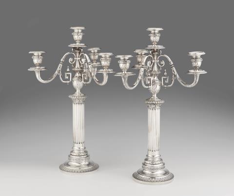 Jean-Jacques Kirstein - A pair of Strasbourg silver candelabra