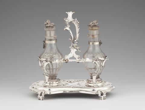 Daniel Schiller - A rococo Augsburg silver cruet stand. Marks of Daniel Schiller, 1761 - 63.