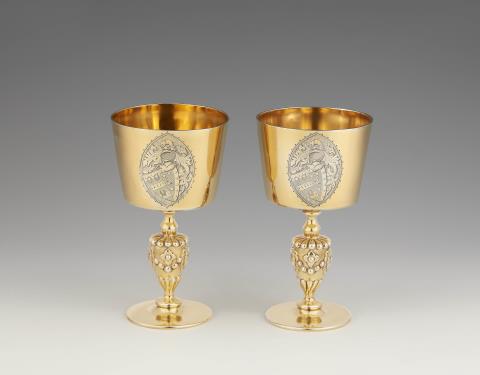 George Fox - A pair of Victorian silver gilt goblets