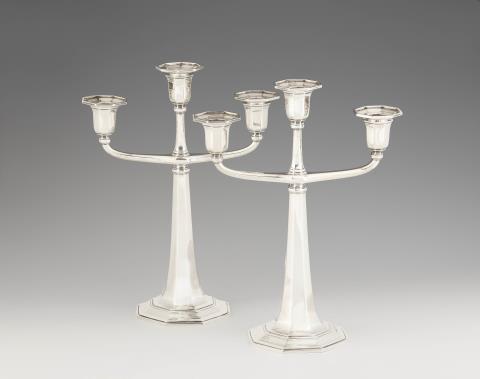 Tiffany & Co. - A pair of Tiffany silver candelabra
