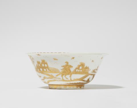  Seuter workshop - A Meissen porcelain slop bowl with rare decor by Seuter after Rugendas