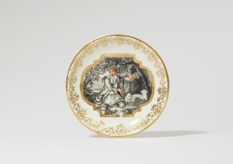 Abraham Seuter - A Meissen porcelain saucer with a shepherd motif