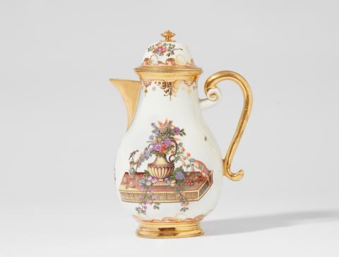Johann Friedrich Metzsch - A Meissen porcelain coffee pot with "hausmaler" decor