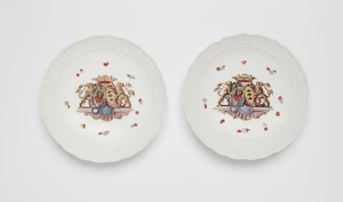 Johann Joachim Kaendler - A rare pair of Meissen porcelain dishes from the dinner service for Count Sulkowski