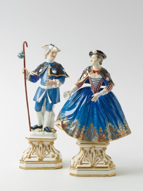 A museum quality Meissen porcelain pilgrim couple