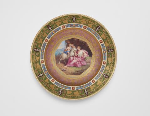  Vienna, Imperial Manufactory - A Royal Vienna porcelain plate with a motif from Ovid
Neptune and Theophane