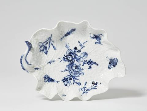 A Meissen porcelain sweetmeats dish formed as a cabbage leaf