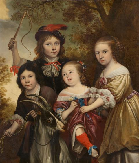 Anthonie Palamedesz - Portrait of four Children with a Billy Goat