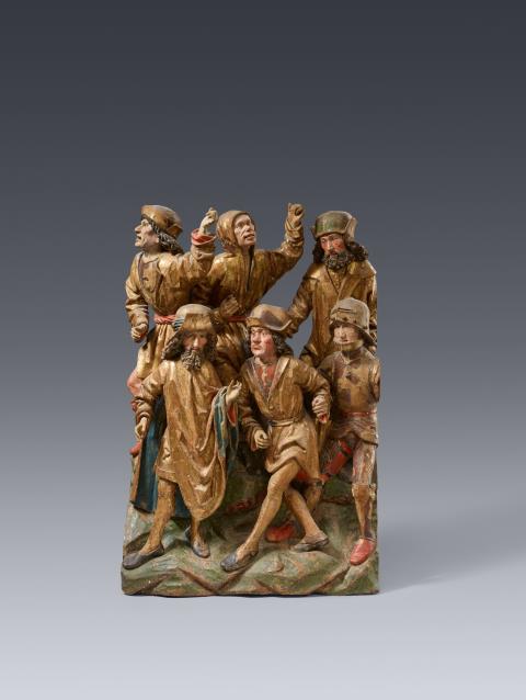  Central Germany - A carved wood relief from a Crucifixion altarpiece, attributed to Central Germany, around 1480/1490
