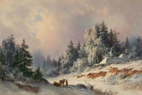 Pavel Pavlovich Dshogin - Winterlandschaft mit einem Holzsammler