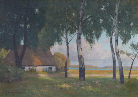 Paul Müller-Kaempff - Cottages behind Birch Trees