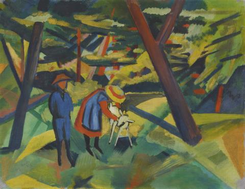 August Macke - Kinder mit Ziege im Wald