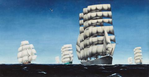 T. Lux Feininger - Die auslaufende Flotte - The Outward Bound Fleet