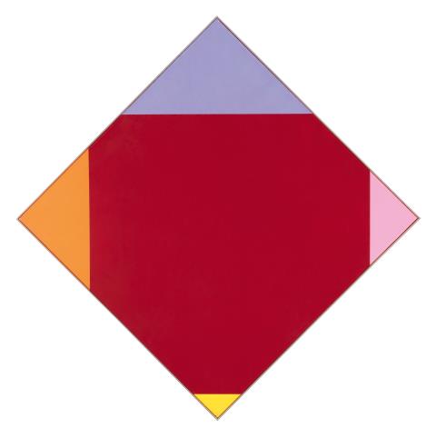Max Bill - Rotes Quadrat mit verfärbten Ecken