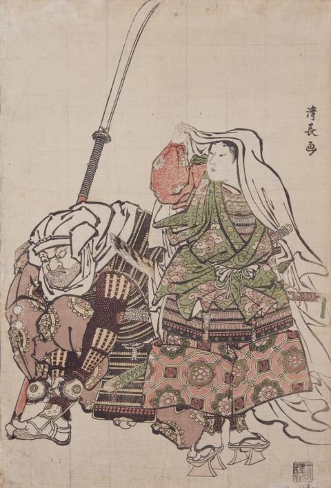 Kiyonaga Torii - Ushiwakamaru und Benkei in einer Mondnacht