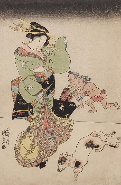 Utagawa Kunisada - Courtesans and maidservant