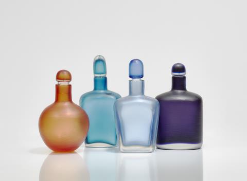  Venini & C. Murano - Four 'Inciso' bottles
Venini & C., Murano, designed by Paolo Venini 1950s, produced in the 1960s and 1986.