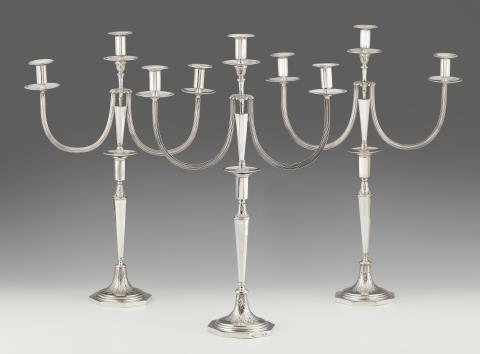 Johann Jacob Müller - Three Neoclassical Berlin silver candelabra