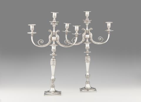 Gebrüder Gericke - A pair of Neoclassical Berlin silver candelabra