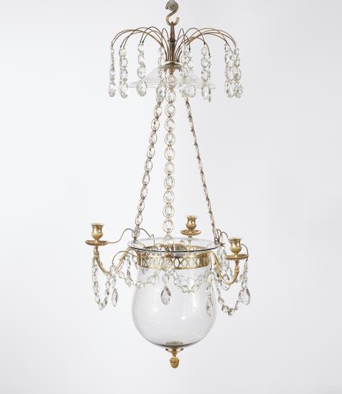  Werner & Mieth - A brass three-flame chandelier