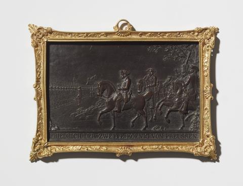 Daniel Chodowiecki - A burnished bronze plaque with Friedrich II parading the troops