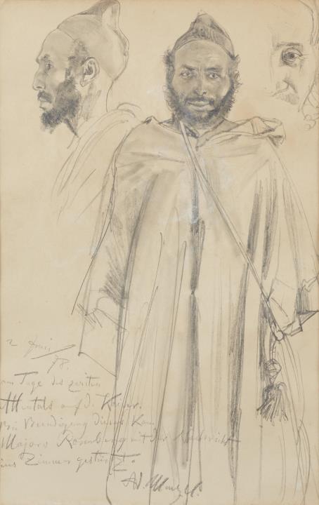 Adolph von Menzel - Portrait study of a Moroccan man