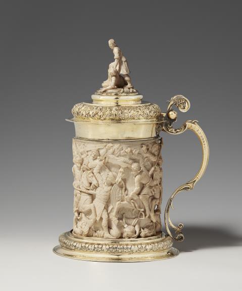 Johann Eissler - A museum-quality, silver gilt mounted ivory tankard