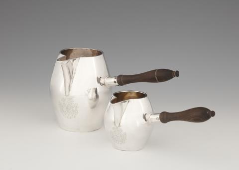 Bernhard Wilhelm Budde - A pair of Münster silver milk jugs