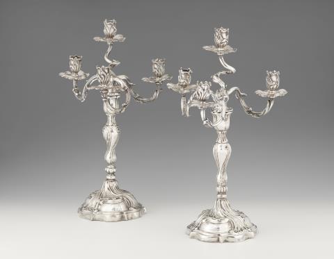 Julius Theodor Marpé - A pair of Dresden silver candelabra