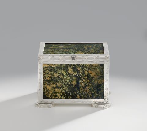 Josef Hoffmann - A rare silver and moss agate casket by Josef Hoffmann