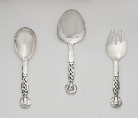 Georg Jensen - Three Copenhagen silver serving pieces, model no. 83