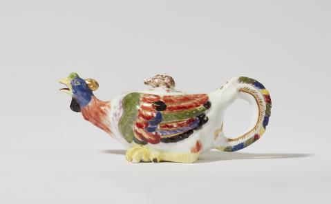  Meissen Royal Porcelain Manufactory - A Meissen porcelain cockerel teapot with hare finial