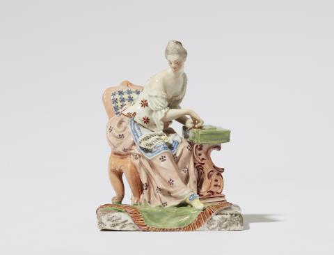  Ludwigsburg - A Ludwigsburg porcelain model of a spinet player from the "kleine Musiksoli" series