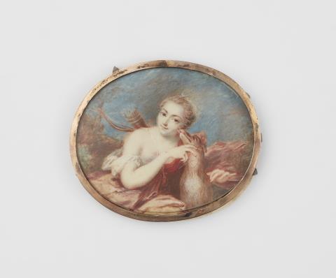 Rosalba Carriera - A portrait miniature of a young lady as Diana