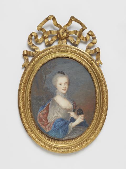 Christian Richter - A portrait miniature of a lady with a mask