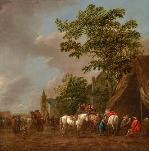 Barent Gael - Horsemen at an Inn in a Landscape